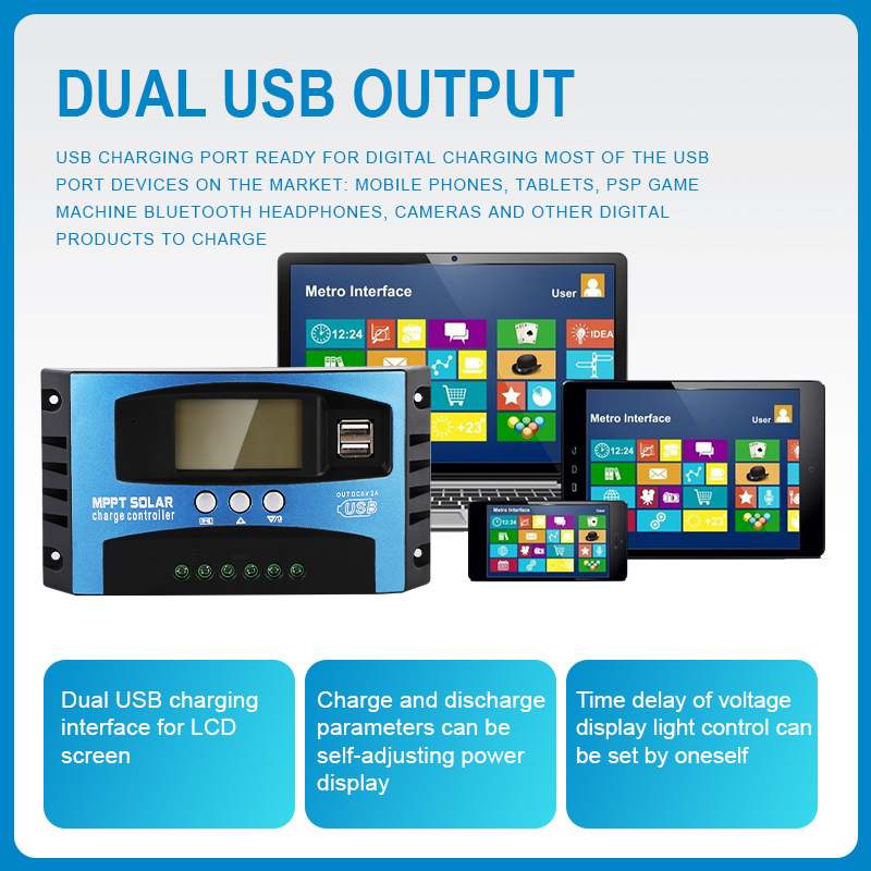 太阳能控制器光伏发电充电12/24V自动识别跟踪MPPT控制器批发