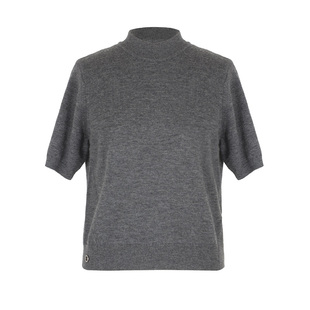 SEEKSIMPLE 100羊毛|高知气质|半高领针织短袖上衣