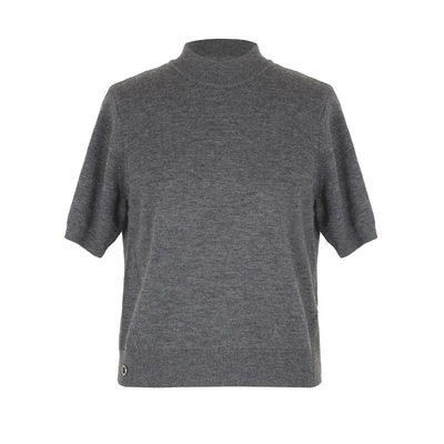 SEEKSIMPLE 100羊毛|高知气质|半高领针织短袖上衣