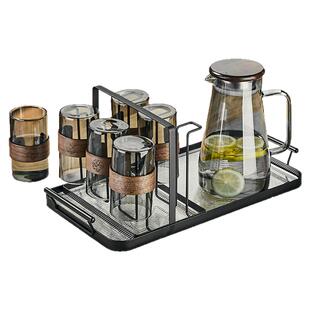 高档轻奢玻璃杯子家用水杯套装高硼硅客厅待客耐高温茶杯凉开水壶