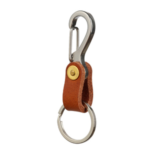 美式不锈钢植鞣牛皮钥匙扣复古机车汽车钥匙扣永固铆钉迷你款个性