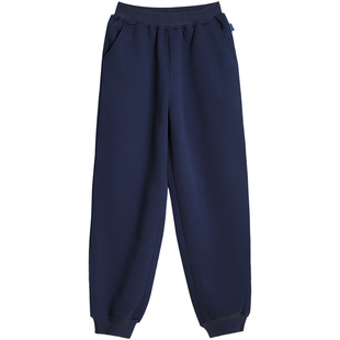 胖男童加绒校服裤中大童加厚卫裤冬季运动长裤宽松青少年保暖裤子