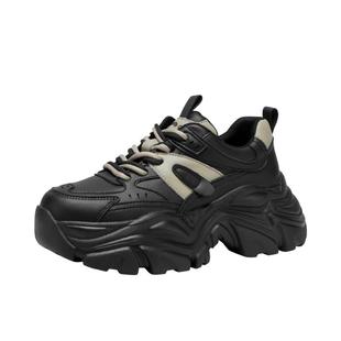 千百度厚底老爹鞋秋季新款时尚休闲鞋超轻机能增高运动女鞋