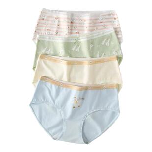 芬腾内裤女纯棉中腰100%全棉裆抗菌女生可爱大码学生三角裤短裤头