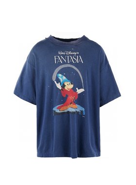 米奇老鼠印花水洗长袖vintage
