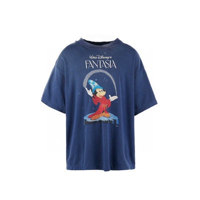 米奇老鼠印花水洗长袖vintage