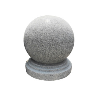 直销天然大理石白麻抛光花岗岩石材石柱墩车止石路障圆球挡车石球