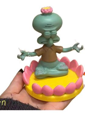 章鱼哥手机支架海绵宝宝莲花宝座平板架子桌面可爱树脂摆件礼物