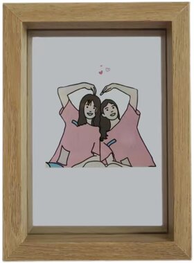 手绘定制透明相框情侣男女友