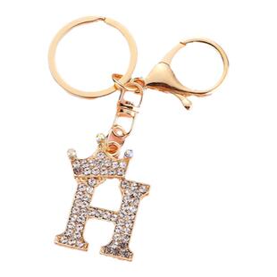 卡通镶钻26个英文字母锌金属钥匙扣字母吊坠汽车挂件女款包包挂饰