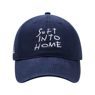 卢昱晓同款韩版字母刺绣藏青色棒球帽女大头围宽帽檐大脸鸭舌帽子