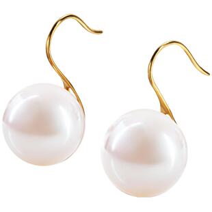 海蒂珠宝 迪雅 10-11.5mm强光淡水珍珠耳钩18K金高跟鞋耳环送女友