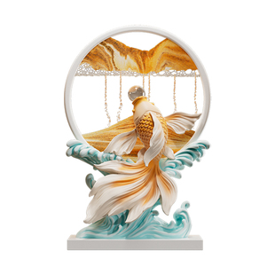 年年有余创意流沙画摆件高级感客厅电视柜酒柜装饰品乔迁新居礼物