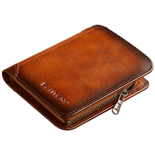 男士钱包真皮短款2025新款防盗刷带拉链超薄皮夹复古头层牛皮钱夹