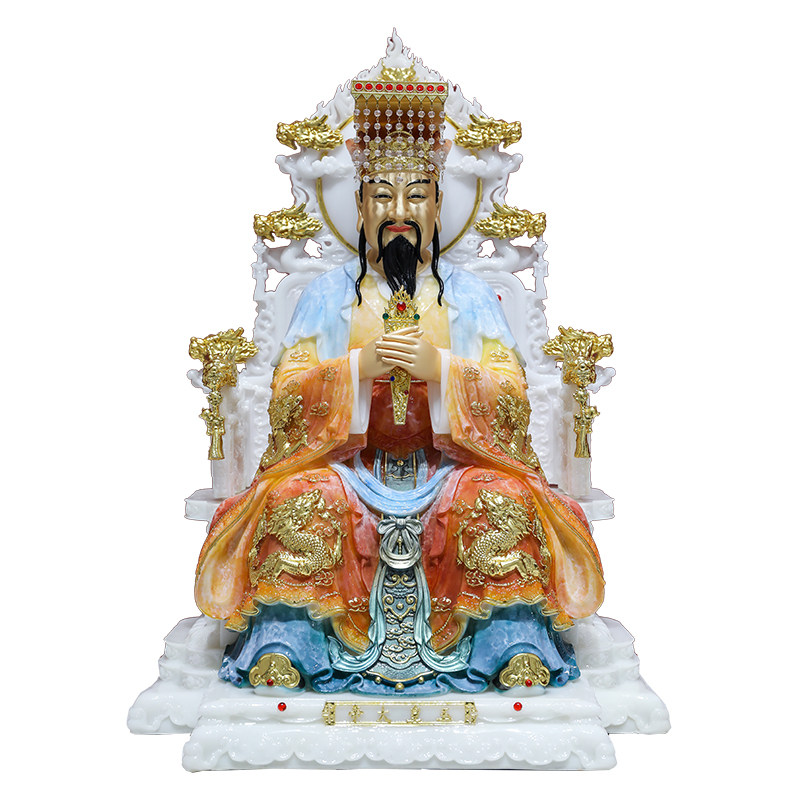 玉帝王母神像汉白玉叠染铜彩玉皇大帝王母娘娘天公西王母供奉摆件