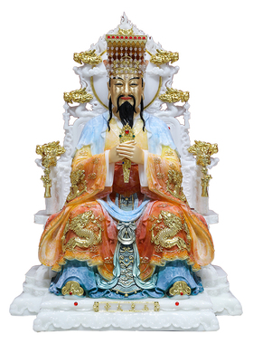 玉帝王母神像汉白玉叠染铜彩玉皇大帝王母娘娘天公西王母供奉摆件