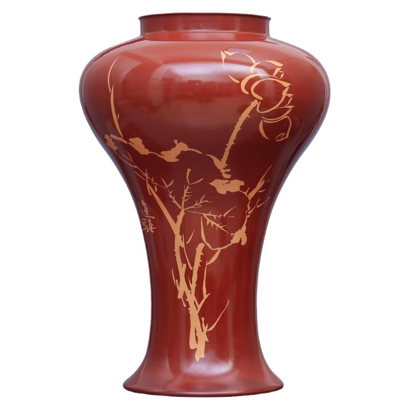 建水紫陶红泥复烧花瓶花插