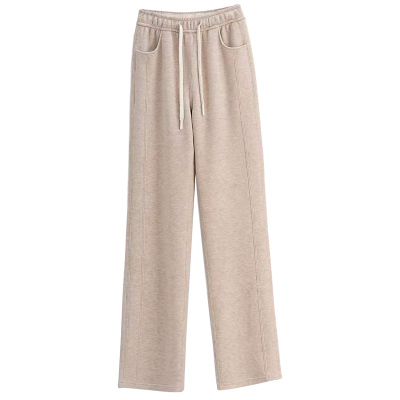 正品五只白鹅羊毛蚕丝窄版阔腿裤