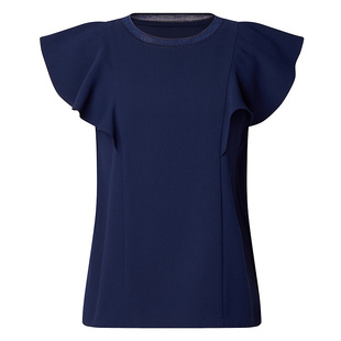 BCBG春夏简约通勤乱麻肌理感罗纹亮丝荷叶边通勤衬衫外套女