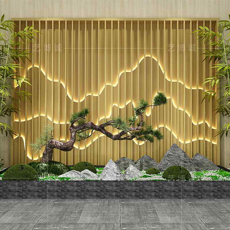 不锈钢山水画屏风隔断 别墅庭院山型背景墙 售楼部大厅装饰隔断
