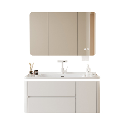 橡木浴室柜岩板热弯一体盆包安装