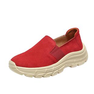 老爹鞋女ins潮一脚蹬真皮黑色2025春秋女鞋厚底松糕底休闲妈妈鞋