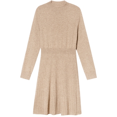 【100%山羊绒】诗篇专选坑条收腰简约毛织裙连衣裙冬款