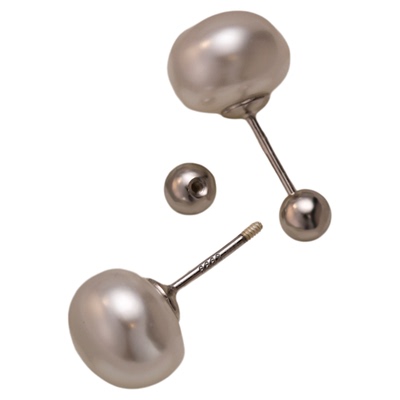 饰悟S999纯银螺丝拧扣珍珠耳钉