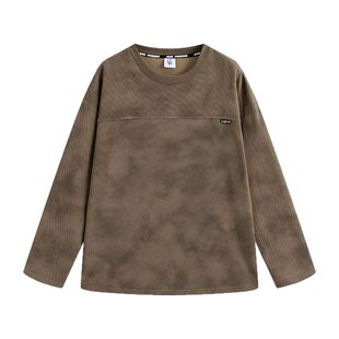 万有引力博物馆 喷染做旧长袖T恤女秋季2025年新款宽松中性风上衣