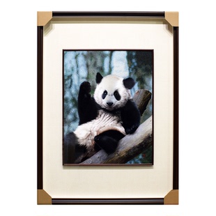 62*84顾氏手工动物可爱大熊猫 苏绣非遗外宾礼品商务礼品玄关挂画