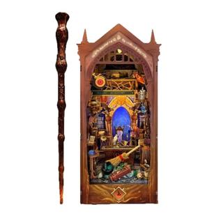 西西弗木质哈利波特魔法学院拼装书屋魔杖遥控亮灯魔法世界书立礼