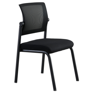 简约会议椅黑色网布四脚会客椅员工培训椅可叠放职员办公椅电脑椅