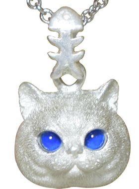 手工银吊坠英短项链女纯银猫咪