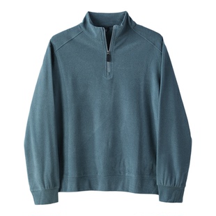 LUUD 潮奢帅气磨毛德绒长袖上衣秋冬高品质半拉链立领保暖男卫衣