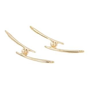 14k保色浅金双手棍托盘针双吊链接diy耳环手工自制手链项链耳饰吊