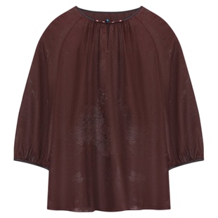 【朱砂隐】花罗红云纱上衣桑蚕丝新中式圆领长袖国风上衣春夏5243