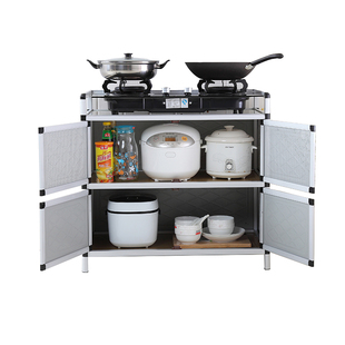 厨房橱柜煤气灶架铝合金碗柜储物柜家用简易煤气炉柜灶台煤气罐柜