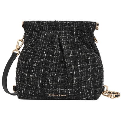 CHARLES&KEITH25冬新款CK2-60782390-2粗花呢双肩链条小号流浪包