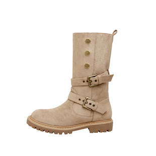 夏至女鞋美拉德早秋冬季靴子棕色两穿可翻折马丁靴女新款西部短靴