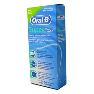 现货 Oral-B欧乐B牙线Super floss正畸牙线牵引器薄荷味50条一盒