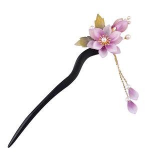 古风发簪流苏花朵盘发簪子木质古典发钗新中式旗袍配饰女汉服头饰