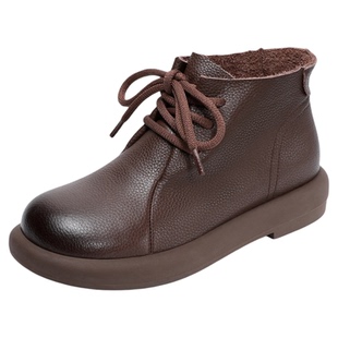 头层牛皮小鞋匠手工真皮真皮平底马丁靴女2025秋冬新款英伦风复古