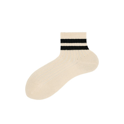 粗针「双杠」中筒袜无骨袜尖