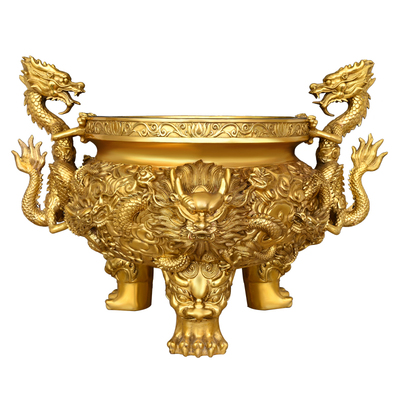 铜香炉九龙香炉摆件加厚三足鼎炉