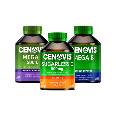 澳洲圣诺CENOVIS萃益维维生素复合B族+维C咀嚼片+维E软胶囊组合装