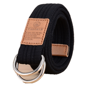 学生男女士通用帆布腰带休闲军训牛仔裤双环扣皮带户外韩版编织带