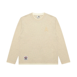 Aape旗舰店男装春季字母刺绣拼接假两件休闲潮流长袖T恤1726XAP