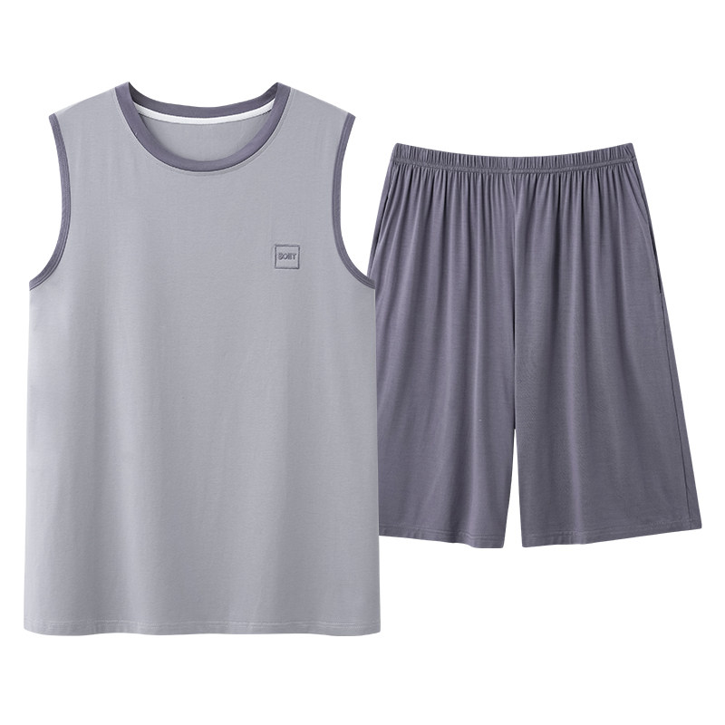凉感莫代尔男士夏季家居服套装