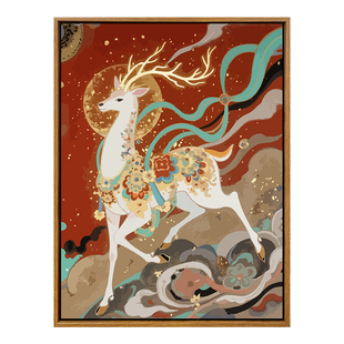 敦煌神兽九色鹿diy数字油画填充色手绘丙烯颜料涂色中国风装饰画