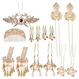 古风唐朝仕女图发簪宫廷风贵妃百搭头饰发梳发冠U钗汉服古典发饰